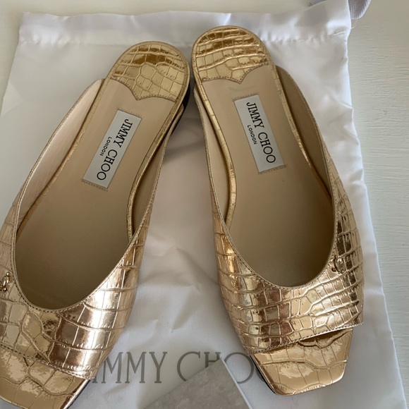 Authentic Jimmy Choo gold metallic flats 38 $550 - Picture 3 of 6